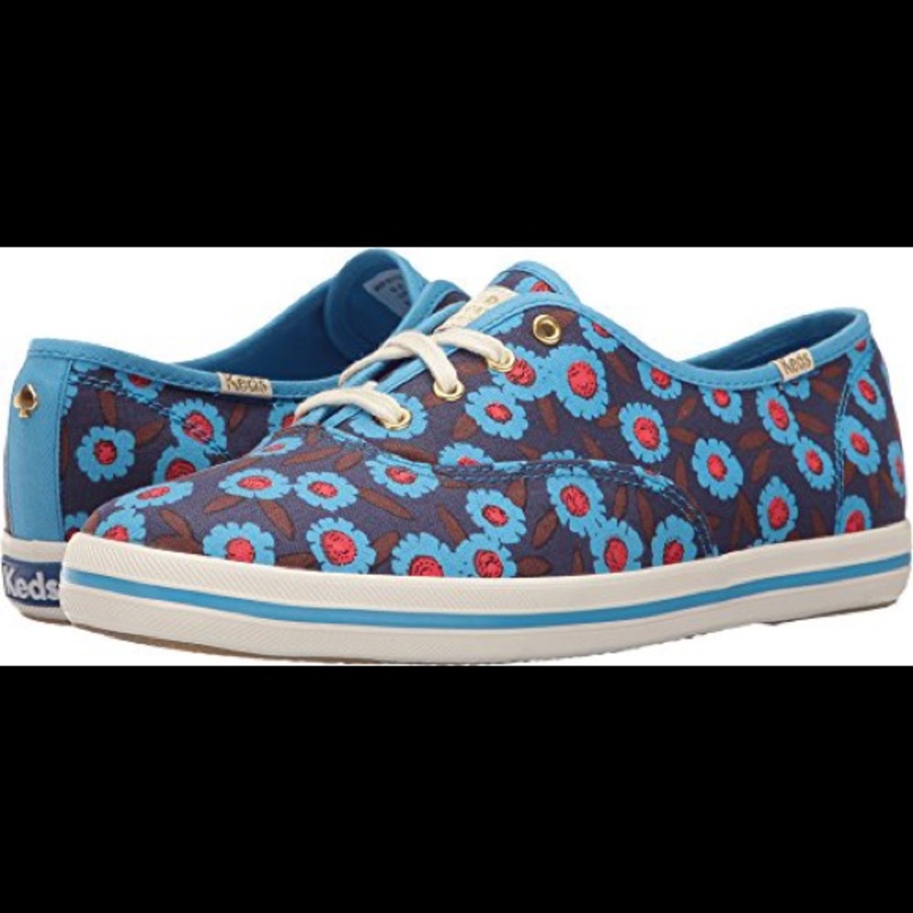 Kate Spade New York Women's Kick Peacock Blue Floral Canvas Oxford 9